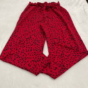 PLAZZO PANTS WOMENS SIZE LARGE. RED, BLACK
